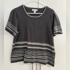 Liz Claiborne Gray Boxy Short Sleeve Top Sz XL